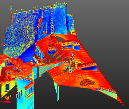 Image présentant une projection de données par intensité d'un relevé scanner