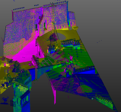 Image présentant une projection de données couleurs d'un relevé scanner